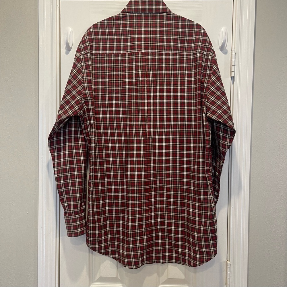 King Ranch Two Pocket Button Up Shirt Men’s Med Red Plaid Cowboy Western Cotton - Picture 2 of 11